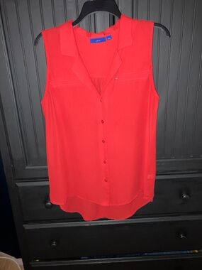 Apt. 9 Bright Red Sleeveless Chiffon Button-Front Blouse Sz L